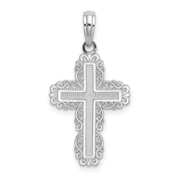 Load image into Gallery viewer, 10K White Gold Textured w/ Lace Trim Cross Charm

