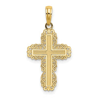 Load image into Gallery viewer, 10K Textured w/ Lace Trim Cross Charm
