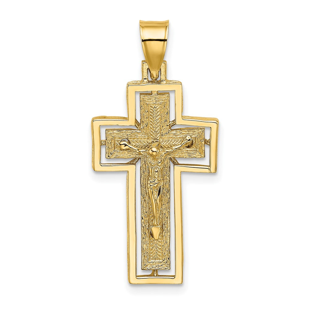 10K Textured Crucifix w/ Frame Charm