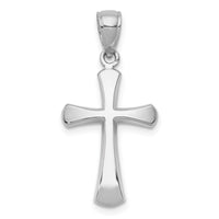 Load image into Gallery viewer, 10K White Gold Polished Beveled Cross w/ Round Tips Charm
