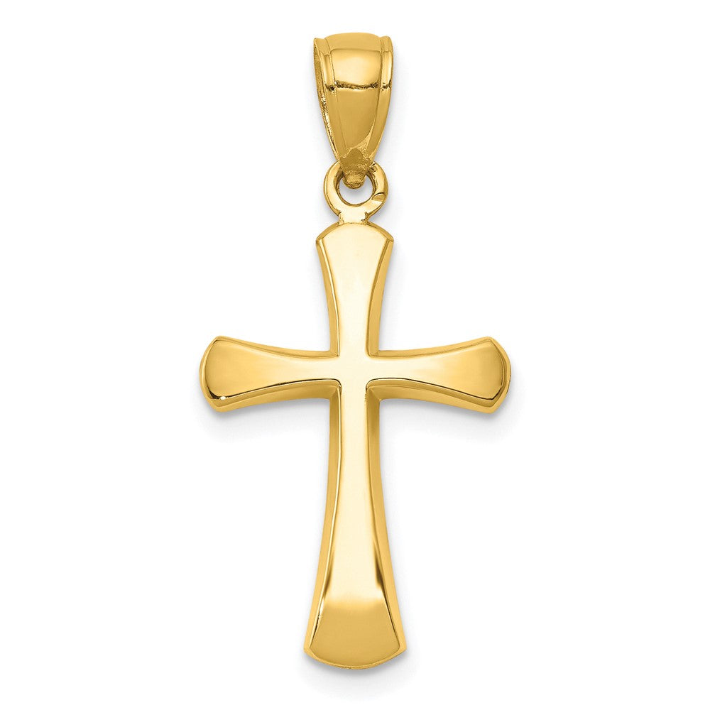 10K Polished Beveled Cross w/ Round Tips Charm