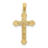 Load image into Gallery viewer, 10K Inri Crucifix W/ Scroll Tips Charm
