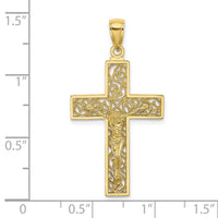 Load image into Gallery viewer, 10K Textured Swirl Design Crucifix Charm
