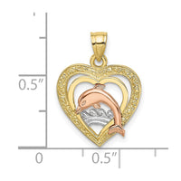Load image into Gallery viewer, 10K Two-tone w/White Rhodium Dolphin In Heart Charm
