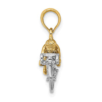Load image into Gallery viewer, 10K W/ Rhodium 3-D Bicycle With Rider Charm
