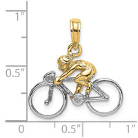 Load image into Gallery viewer, 10K W/ Rhodium 3-D Bicycle With Rider Charm
