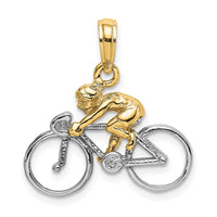 Load image into Gallery viewer, 10K W/ Rhodium 3-D Bicycle With Rider Charm
