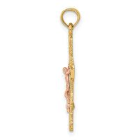 Load image into Gallery viewer, 10K Two-Tone w/ Lace Trim Crucifix Charm
