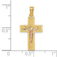 Load image into Gallery viewer, 10K Two-Tone Latin Crucifix Charm

