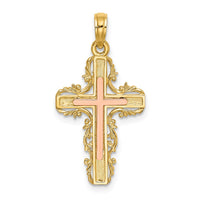 Load image into Gallery viewer, 10K Two-Tone w/ Lace Trim Cross Charm
