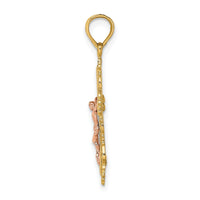 Load image into Gallery viewer, 10K Two-Tone Crucifix W/ Lace Trim Charm

