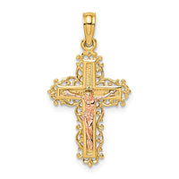 Load image into Gallery viewer, 10K Two-Tone Crucifix W/ Lace Trim Charm
