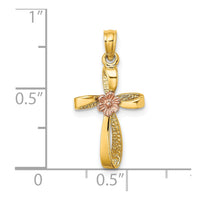Load image into Gallery viewer, 10K Two-Tone Twisted Cross w/ Heart Charm
