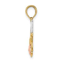 Load image into Gallery viewer, 10k Two-tone w/White Rhodium #1 MOM w/ Flower Charm
