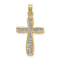 Load image into Gallery viewer, 10K W/ Rhodium Filigree Cross Charm
