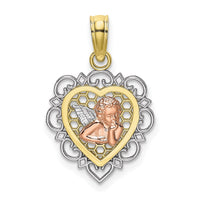 Load image into Gallery viewer, 10K Two-tone w/Rhodium Small Angel In Heart Charm
