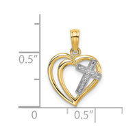 Load image into Gallery viewer, 10K W/ Rhodium Cross In Heart Charm
