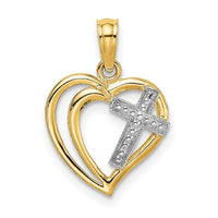 Load image into Gallery viewer, 10K W/ Rhodium Cross In Heart Charm

