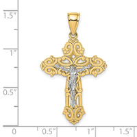 Load image into Gallery viewer, 10K Two-tone Crucifix W/ Scrolled Tips Charm
