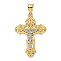 Load image into Gallery viewer, 10K Two-tone Crucifix W/ Scrolled Tips Charm
