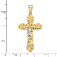 Load image into Gallery viewer, 10K W/ Rhodium Crucifix W/ Scrolled Tips Charm
