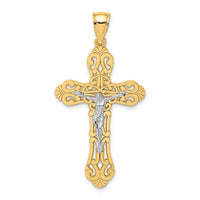 Load image into Gallery viewer, 10K W/ Rhodium Crucifix W/ Scrolled Tips Charm

