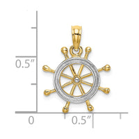 Load image into Gallery viewer, 10K w/ Rhodium Ships Wheel Pendant
