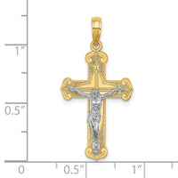 Load image into Gallery viewer, 10K Two-tone Engraved Crucifix Charm
