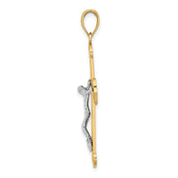 Load image into Gallery viewer, 10K Two-tone Engraved Crucifix Charm
