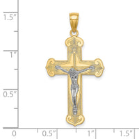 Load image into Gallery viewer, 10K Two-tone Engraved Crucifix Charm
