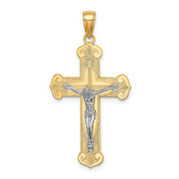 Load image into Gallery viewer, 10K Two-tone Engraved Crucifix Charm
