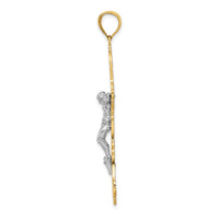 Load image into Gallery viewer, 10K W/ Rhodium Crucifix Charm
