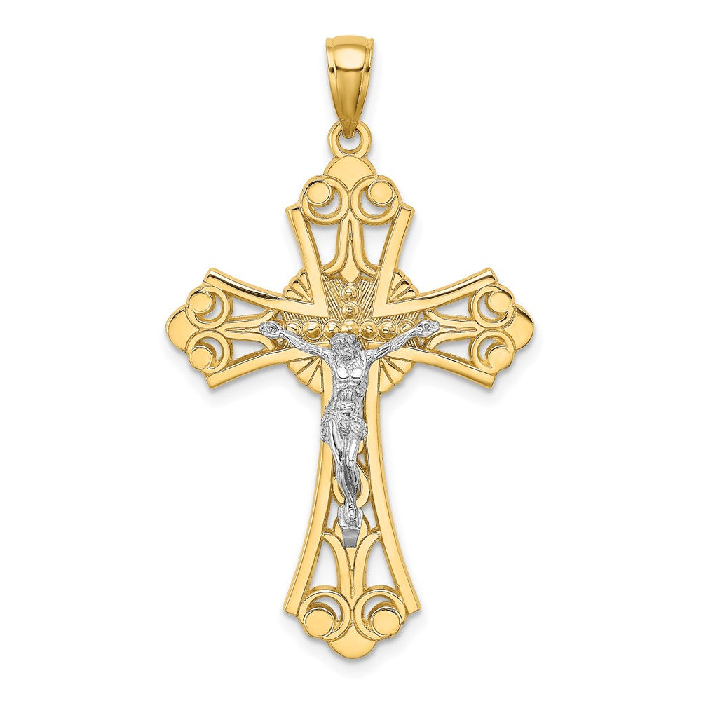 10K Two-tone Cut-Out Crucifix Charm