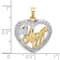 Load image into Gallery viewer, 10k w/Rhodium Bead Trim #1 MOM In Heart Charm
