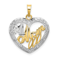 Load image into Gallery viewer, 10k w/Rhodium Bead Trim #1 MOM In Heart Charm
