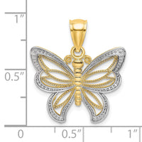 Load image into Gallery viewer, 10K w/Rhodium Butterfly W/ White Beaded Wings Charm
