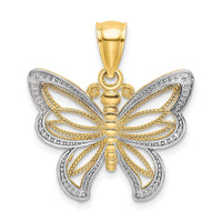 Load image into Gallery viewer, 10K w/Rhodium Butterfly W/ White Beaded Wings Charm
