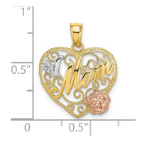 Load image into Gallery viewer, 10k Two-tone w/White Rhodium #1 MOM Heart Charm
