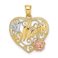 Load image into Gallery viewer, 10k Two-tone w/White Rhodium #1 MOM Heart Charm

