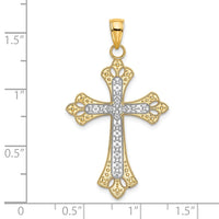 Load image into Gallery viewer, 10K W/ Rhodium Scalloped Edges Cross Charm
