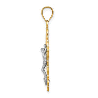 Load image into Gallery viewer, 10K Two-Tone w/Lace Trim Crucifix Charm
