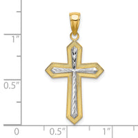 Load image into Gallery viewer, 10K w/ Rhodium D/C Cross Pendant
