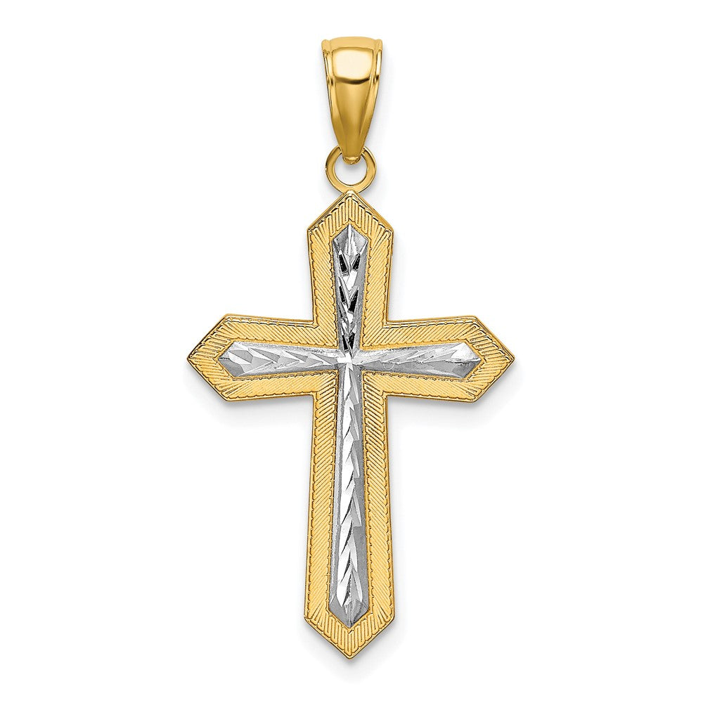 10K w/ Rhodium D/C Cross Pendant