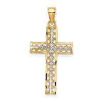 Load image into Gallery viewer, 10K w/ Rhodium D/C Filigree Cross Pendant
