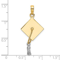 Load image into Gallery viewer, 10k w/Rhodium 3-D Graduation Cap Moveable Tassle Charm
