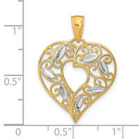 Load image into Gallery viewer, 10K W/ Rhodium D/C Filigree Heart Charm
