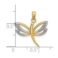 Load image into Gallery viewer, 10K w/ Rhodium Textured Dragonfly Charm
