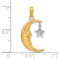 Load image into Gallery viewer, 10k w/Rhodium Half Moon w/Star Moveable Charm
