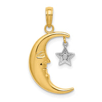 Load image into Gallery viewer, 10k w/Rhodium Half Moon w/Star Moveable Charm
