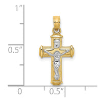 Load image into Gallery viewer, 10K W/ Rhodium Polished Block Crucifix INRI Charm
